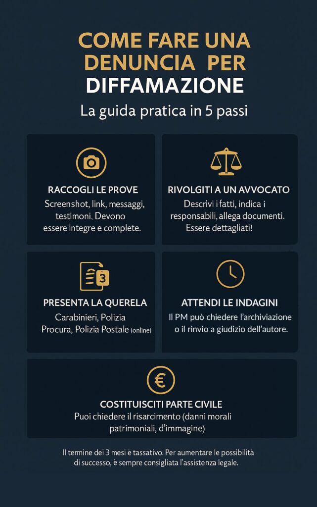 infografica denuncia per diffamazione